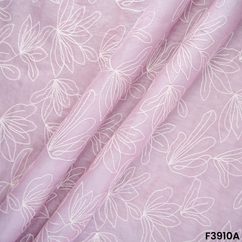 Thread Embroidered Mul Chanderi Fabric- F3910